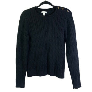 CHARTER CLUB Vintage Black Cable Knit Pullover‎ Sweater